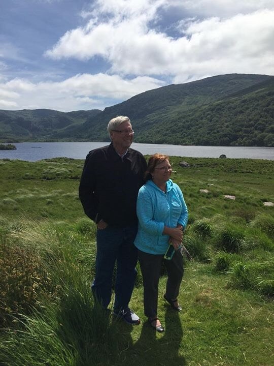Jane and Rod Mullens at Uragh Stone Circle in West Cork