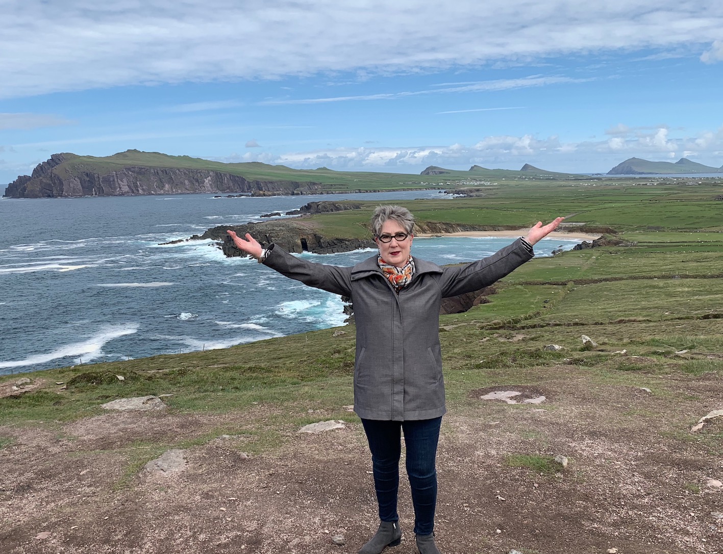 Marylou Colver celebrating her birthday on the Slea Head Drive in Dingle