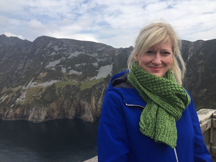 Peggy Remeke looking very fetching in her new green woollen scarf!