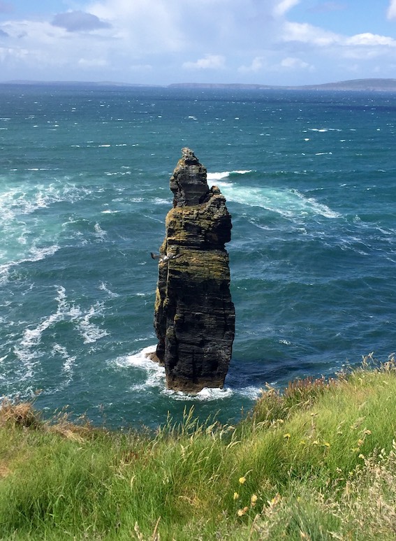 The Devil's Castle sea stack at Bromore Cliffs, County Kerry