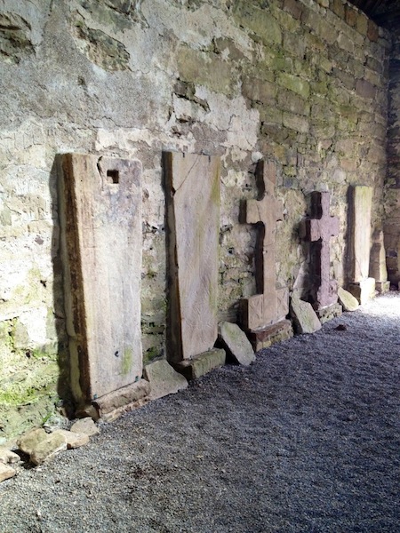 Grave slabs and high crosses on Holy Island, Lough Derg, County Clare