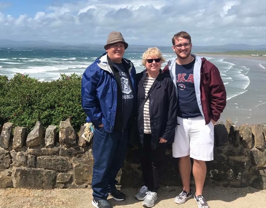 Glenda, Linda & Austin Jennings on a stormy day in Rossnowlagh in Donegal