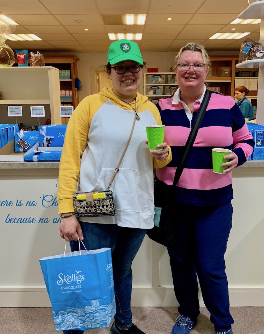 Lura Lewis and her daughter Vanessa Galeno at Skellig's Chocolates in Kerry