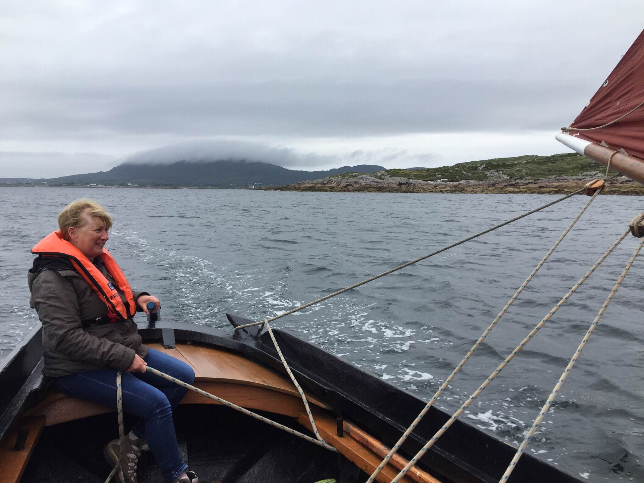 Susan Byron sailing a Galway Hooker, Blath na hOige out of Roundstone, Connemara