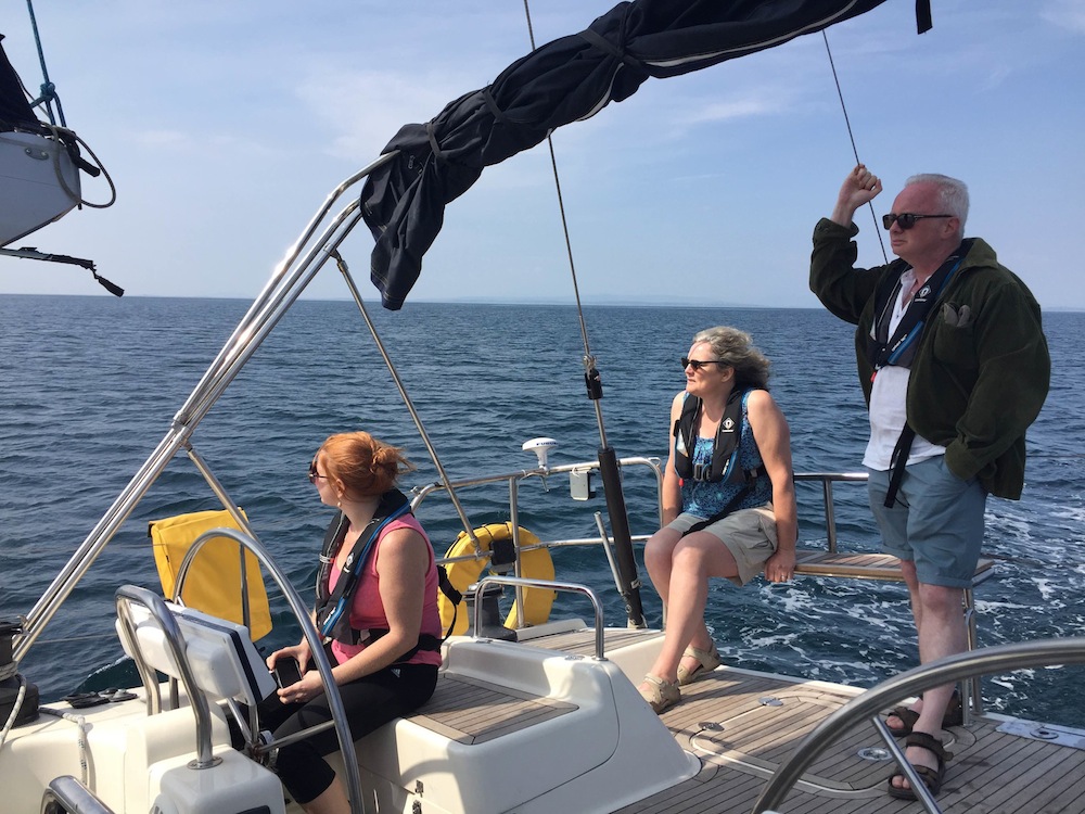 Laid back passengers on Atlantic Way Sailing's cruise to the Aran Islands.