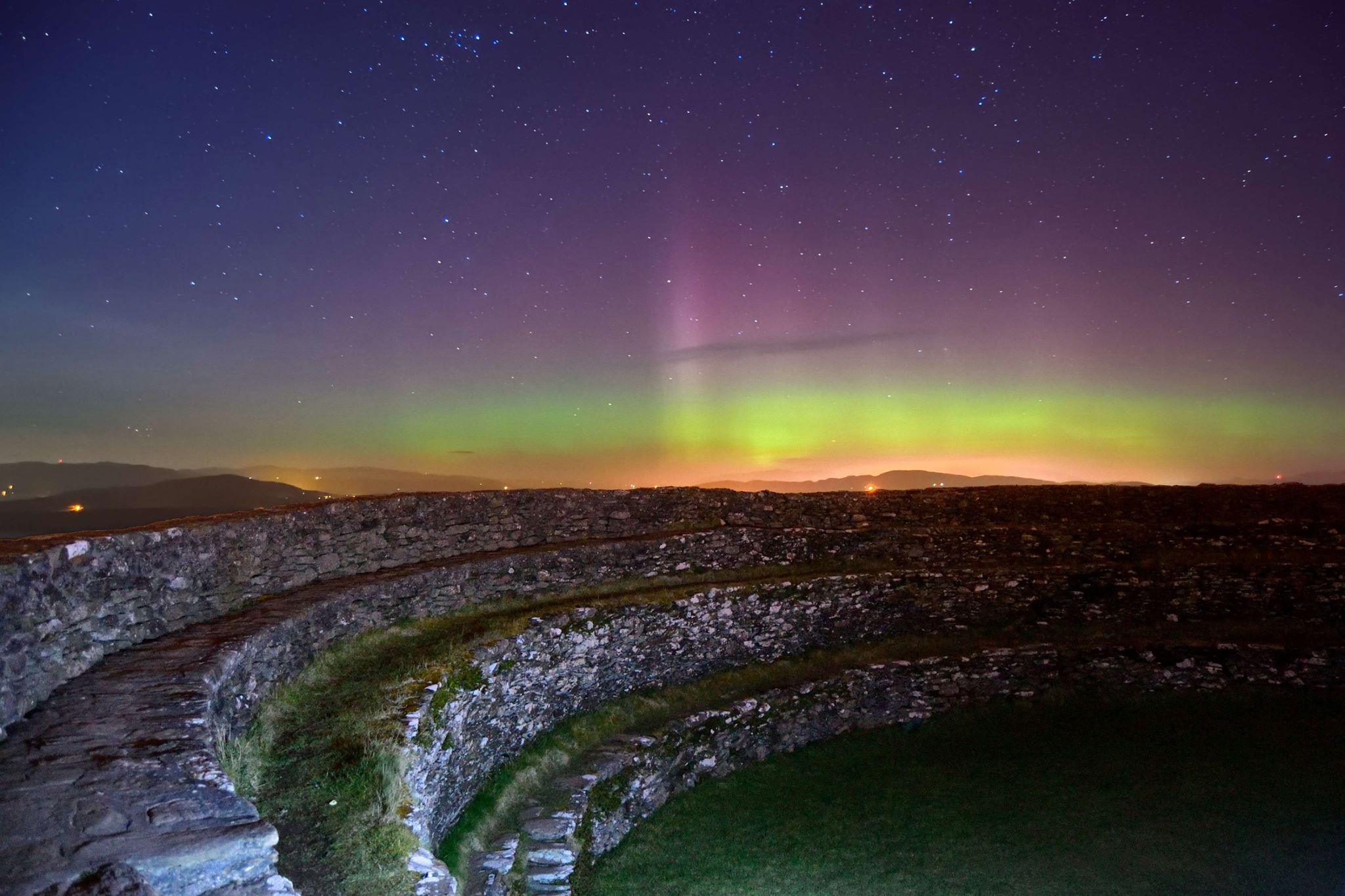 The Northern Lights from Grianan an Aileach, Burt, County Donegal