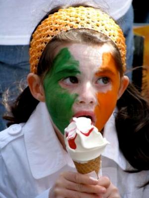 A proud Irish girl all dressed up for St Patrick's Day