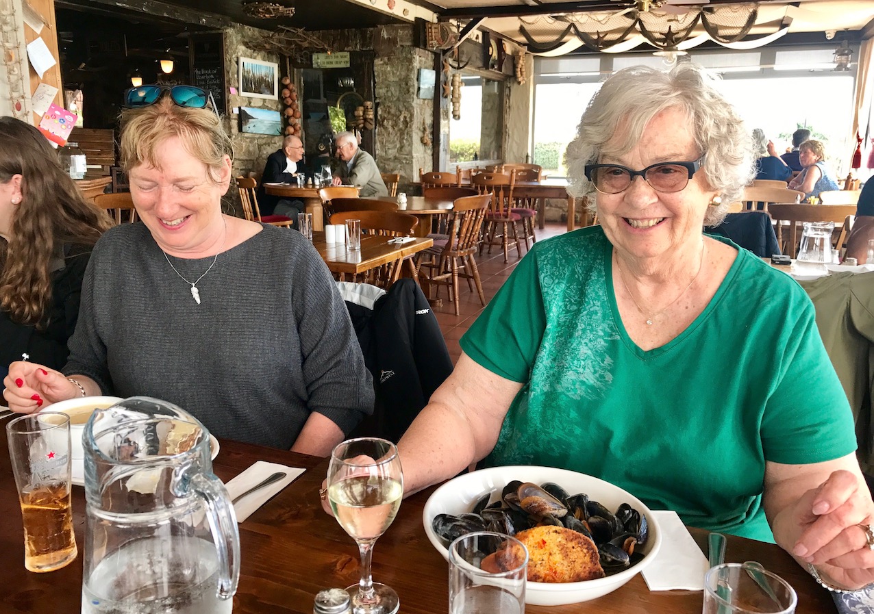 Nicki Brown enjoying some fresh Irish mussels at Smuggler's Creek in Rossnowlagh, County Donegal.